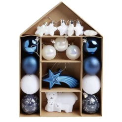 Kit décoration sapin de Noël boréal bleu et blanc 20 pièces