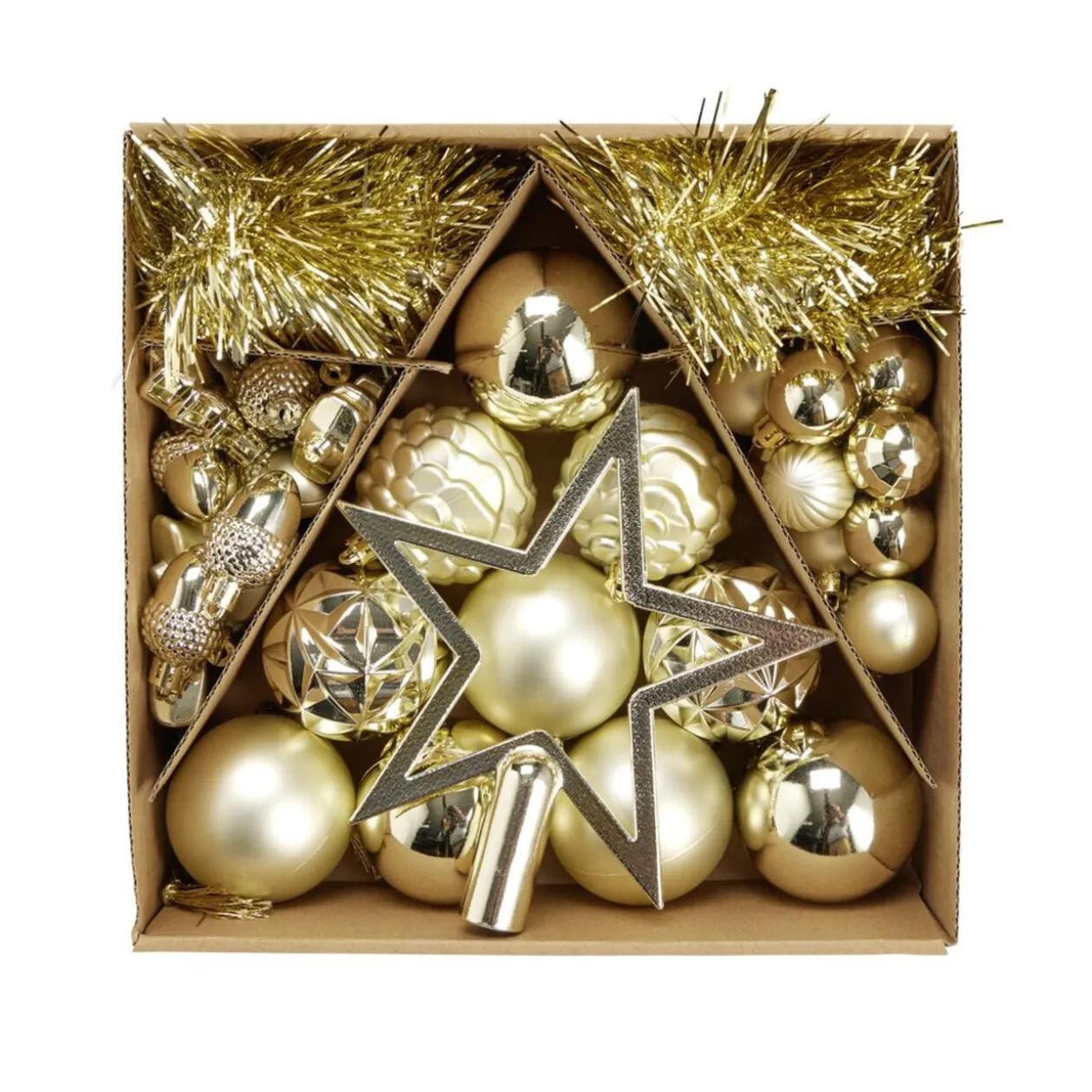 Kit décoration sapin de Noël plastique doré 40 pièces