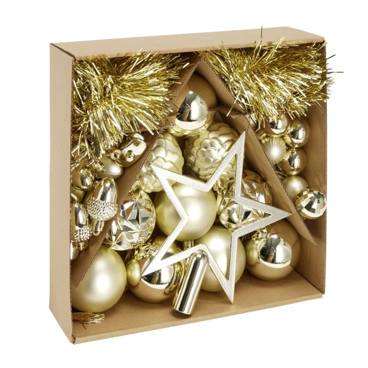 Kit décoration sapin de Noël plastique doré 40 pièces