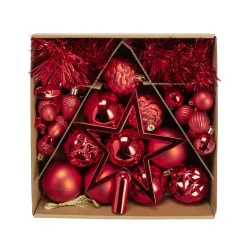 Kit décoration sapin de Noël plastique rouge 40 pièces