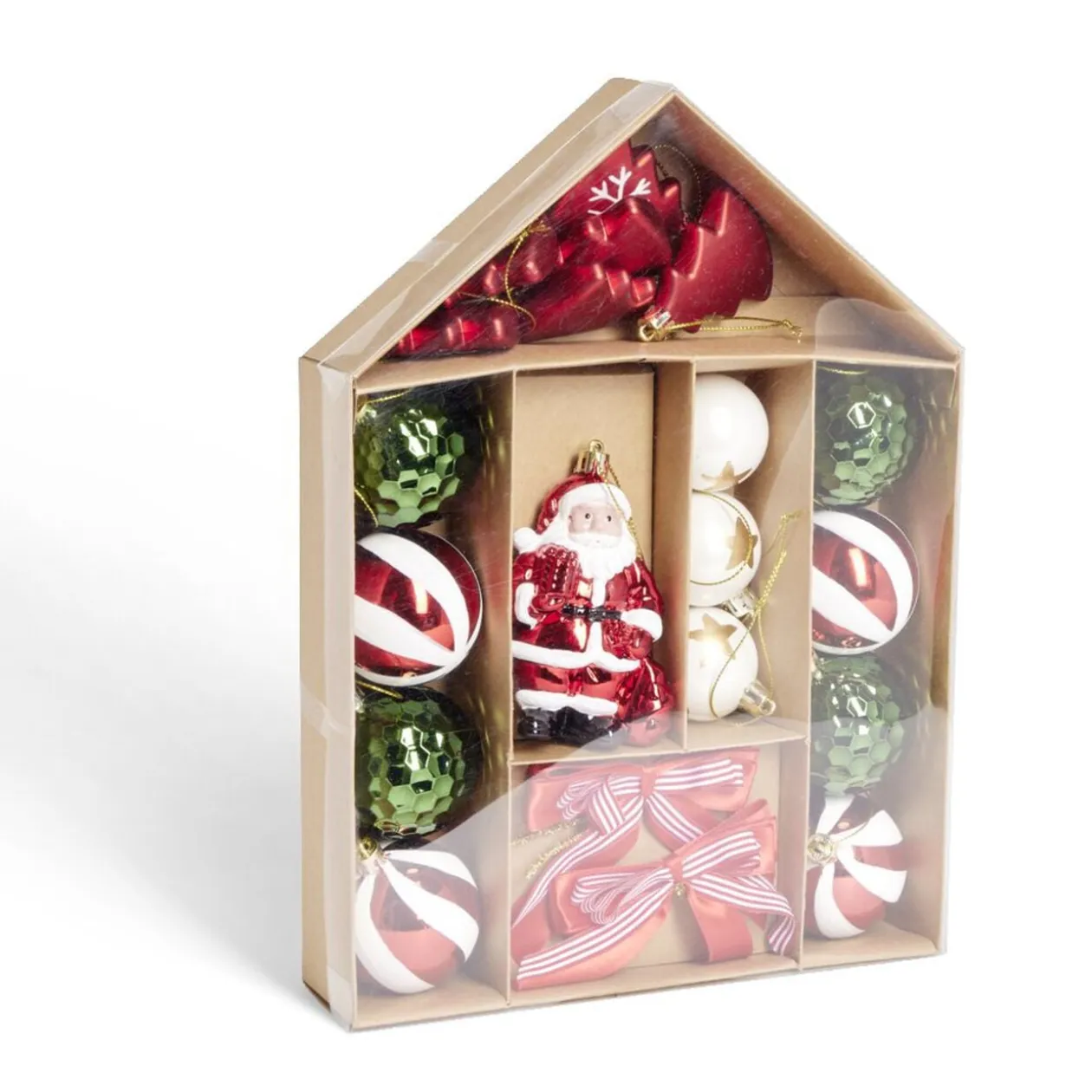 Kit décoration sapin de Noël traditionnel rouge et vert 20 pièces