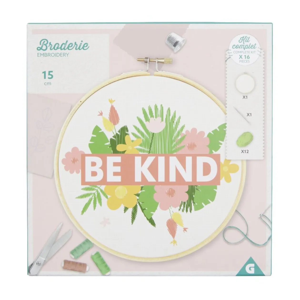 Kit de broderie au fil de coton avec support bois - 3 modèles