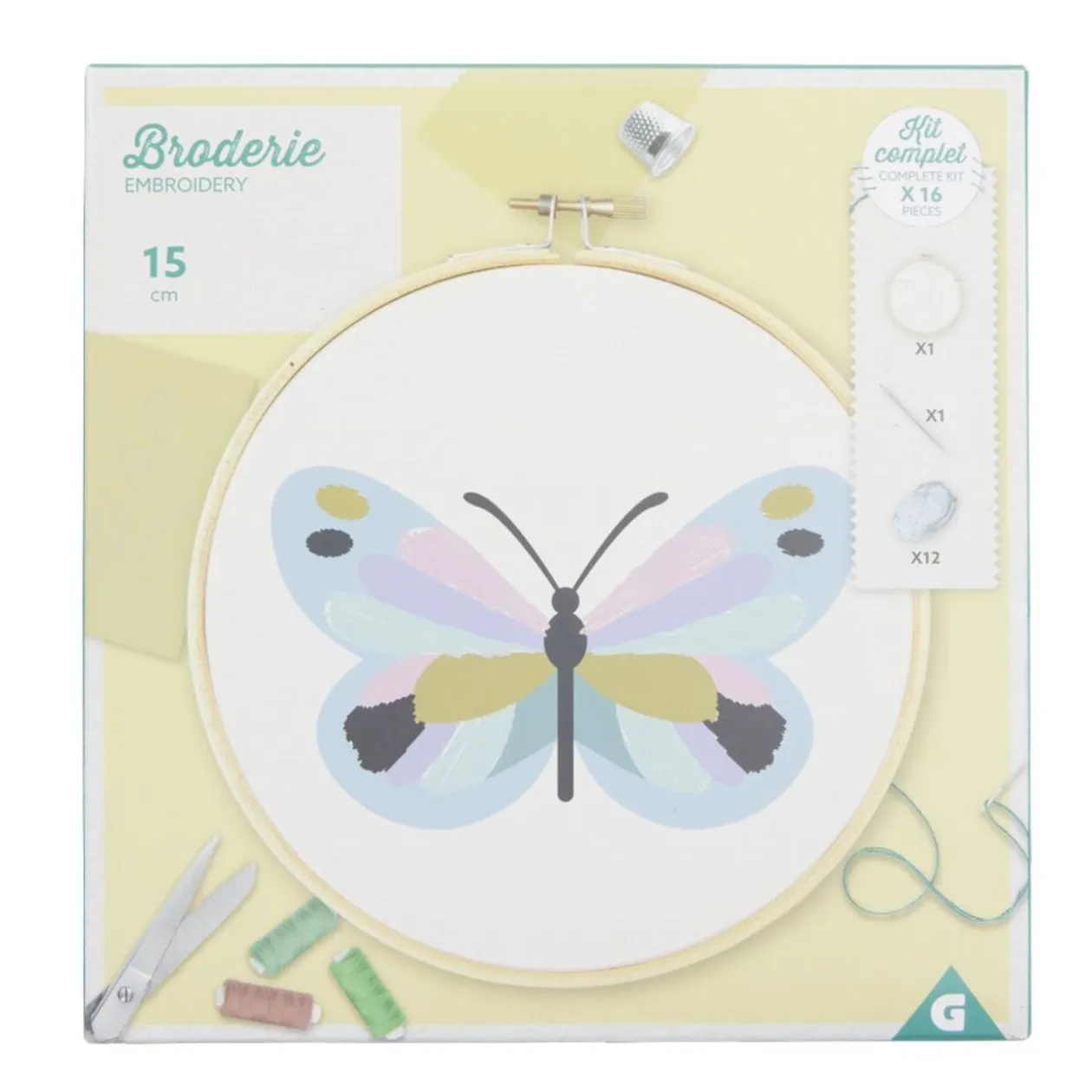 Kit de broderie au fil de coton avec support bois - 3 modèles