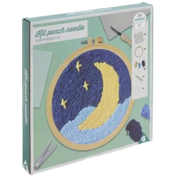 Kit de crochet avec support rond bois et laine 25x9x6cm - plusieurs modèles