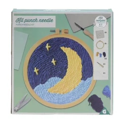 Kit de crochet avec support rond bois et laine 25x9x6cm - plusieurs modèles