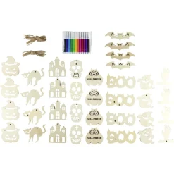 Kit DIY Halloween 9 suspensions en bois et 12 feutres < Gifi Sale