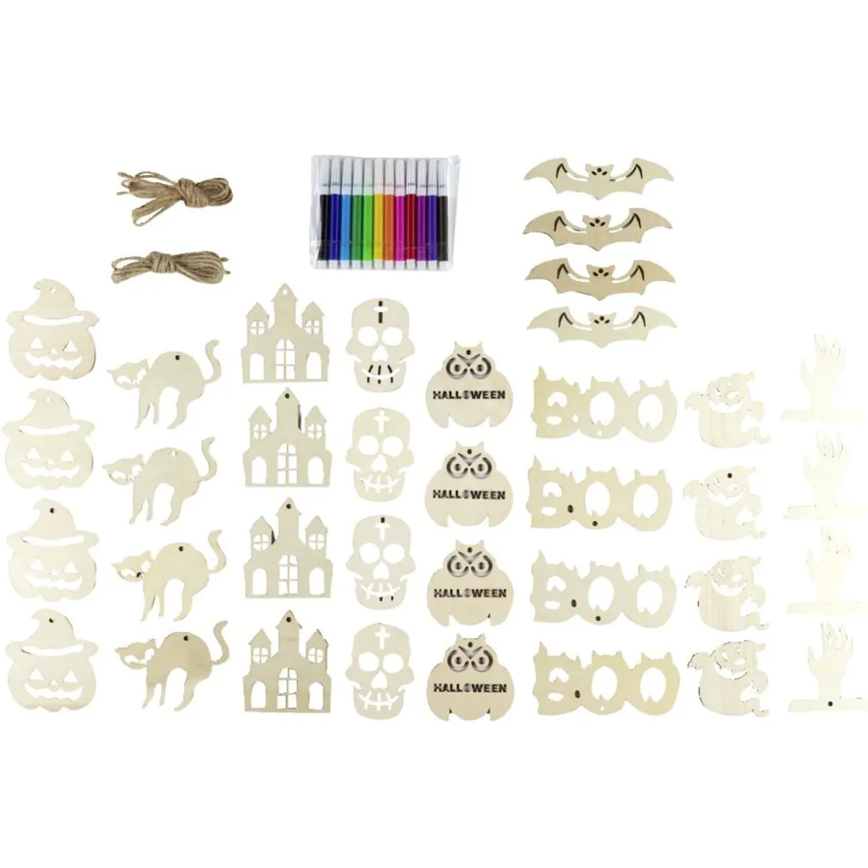Kit DIY Halloween 9 suspensions en bois et 12 feutres < Gifi Sale