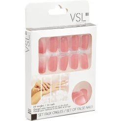 Kit faux ongles pailletés roses 24 pièces
