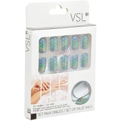 Kit faux ongles style serpent verts et bleus 24 pièces < Gifi Outlet