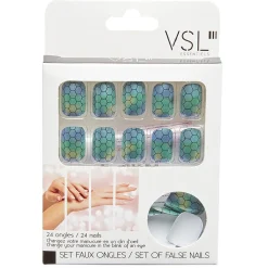 Kit faux ongles style serpent verts et bleus 24 pièces < Gifi Outlet