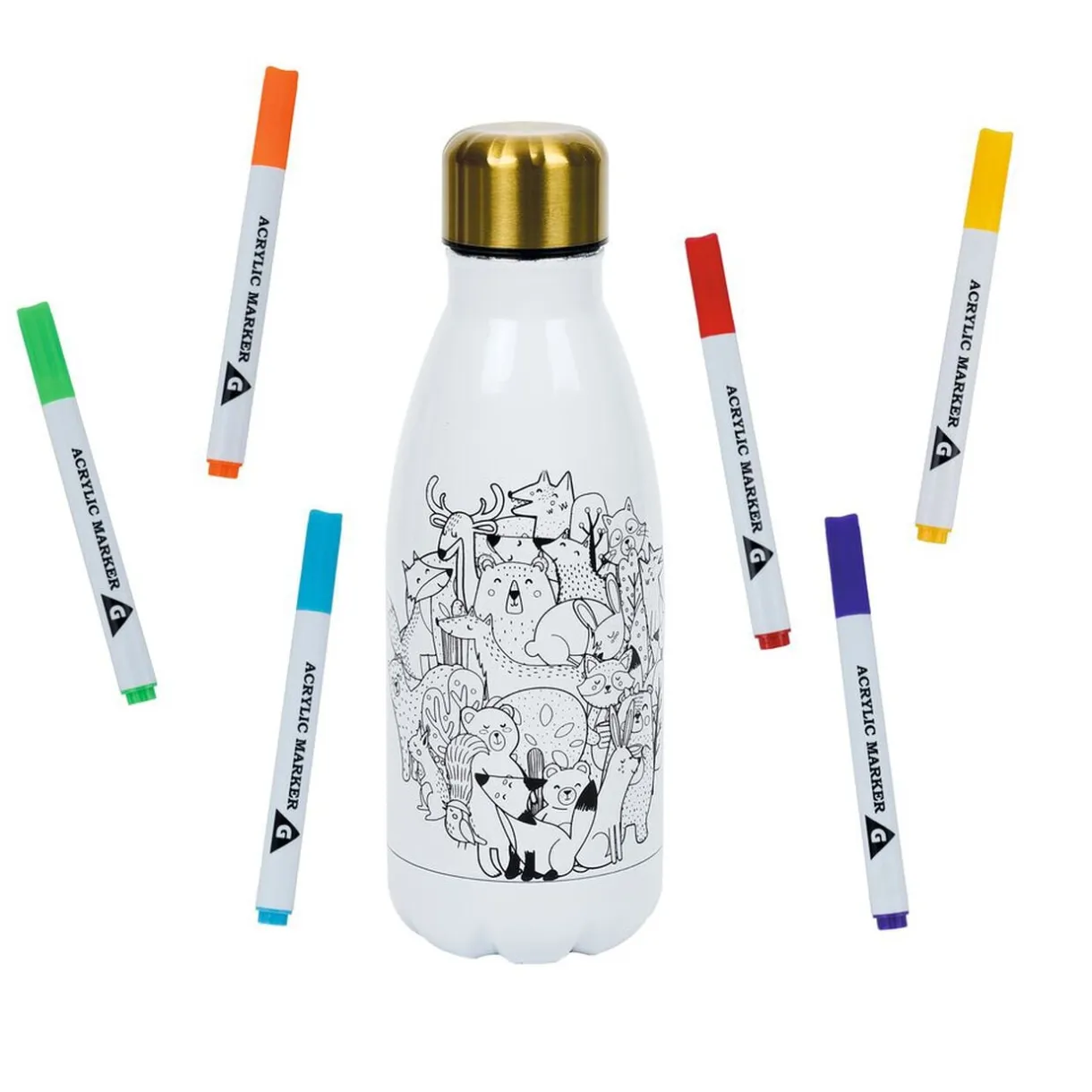 Kit gourde isotherme 350mL à colorier avec 6 marqueurs < Gifi Outlet