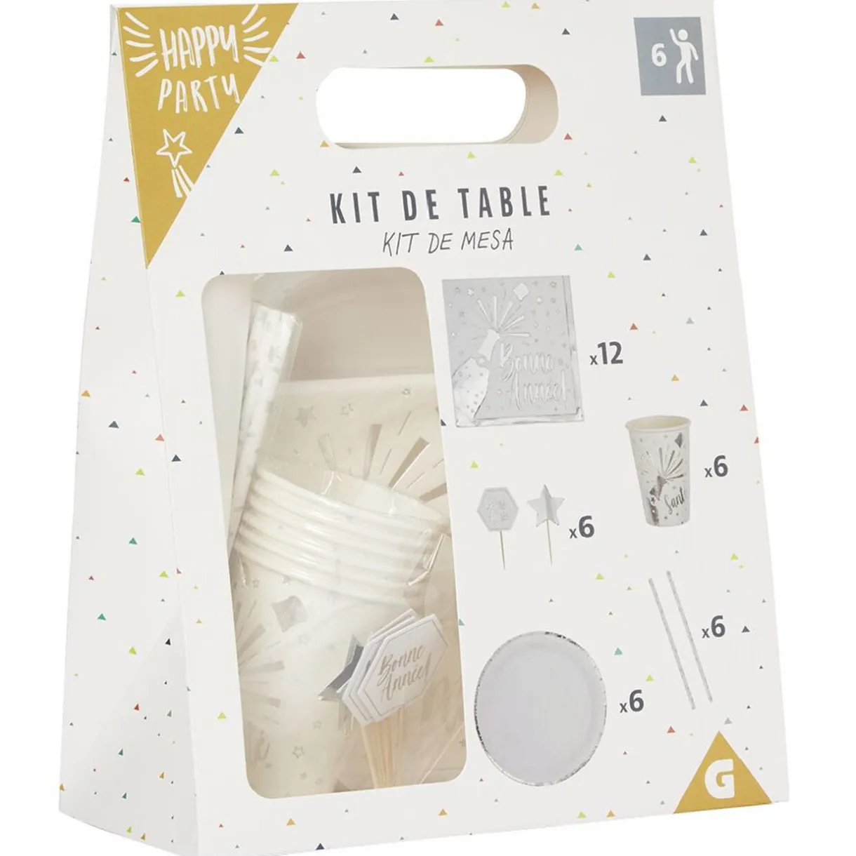 Kit jetable Bonne année vaisselle et accessoire 6 personnes argenté < Gifi Clearance