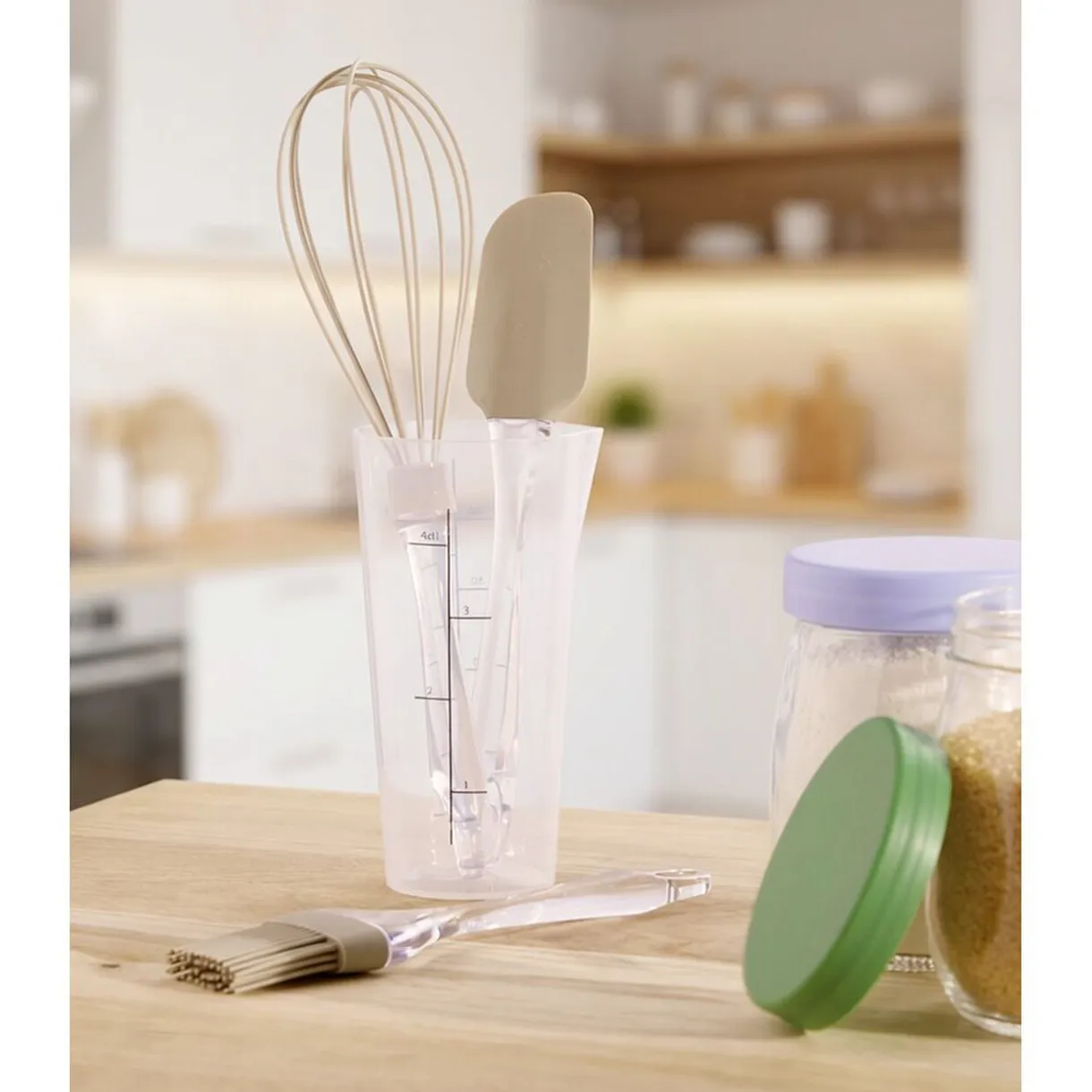 Kit pâtisserie ustensile x4 plastique et silicone beige < Gifi Discount