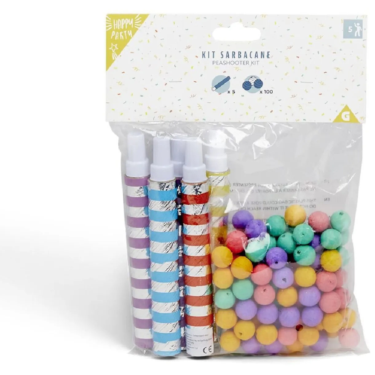 Kit sarbacane x5 avec boule papier x100 < Gifi