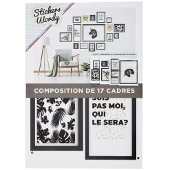 Kit 17 stickers déco effet cadre noir