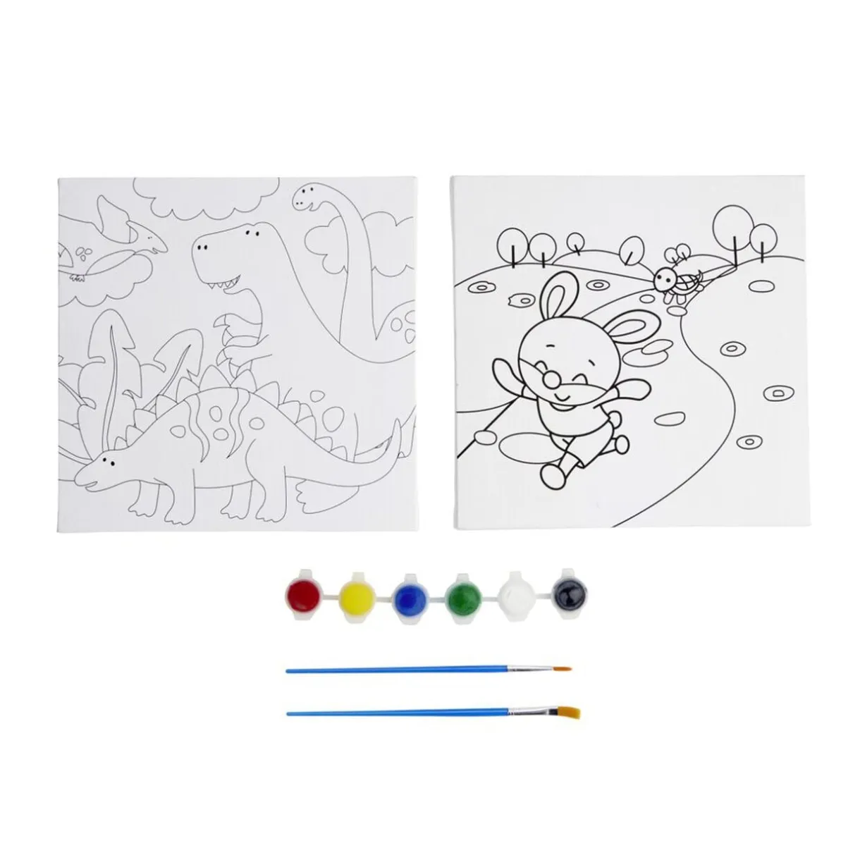 Kit toile à peindre motifs animaux avec pinceaux et peintures 20x20cm < Gifi Discount