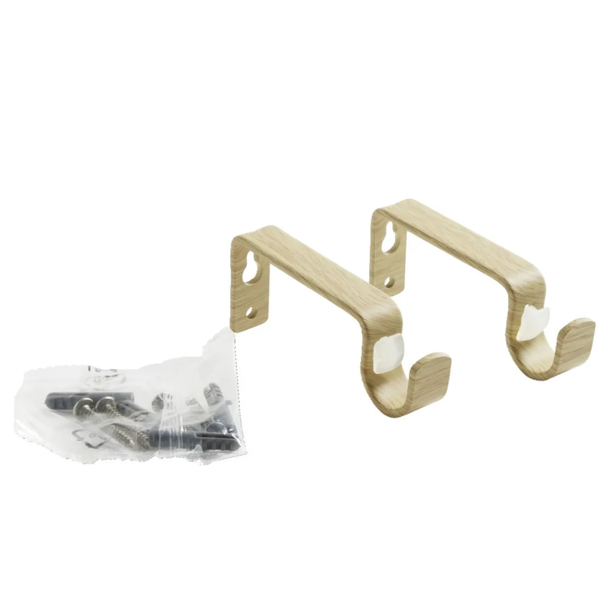 Kit tringle à rideaux alu aspect bois clair extensible 95-180cm (5 pièces) < Gifi Online