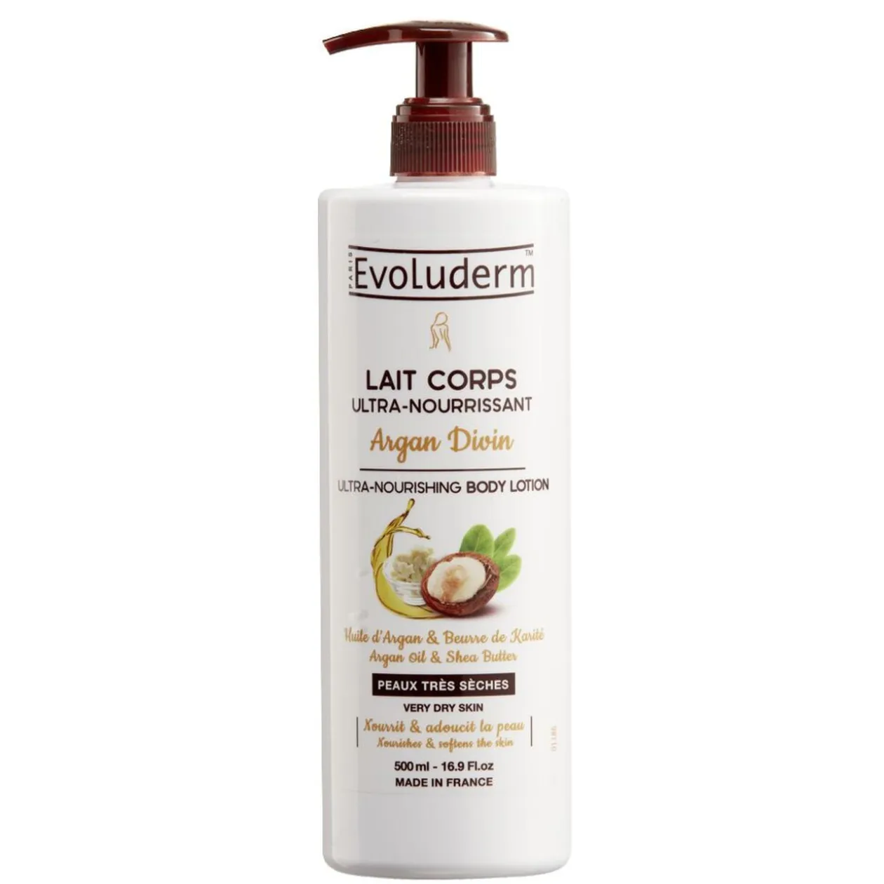 Lait corps ultra nourrissant Evoluderm argan divin 500 ml
