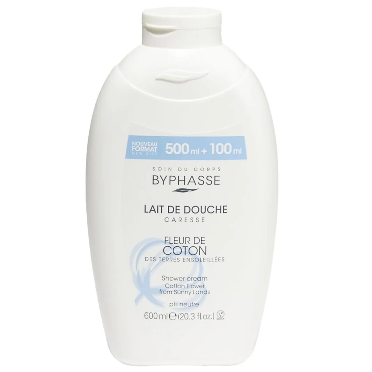 Lait de douche Byphasse caresse fleur de coton pH neutre 600ml < Gifi Outlet