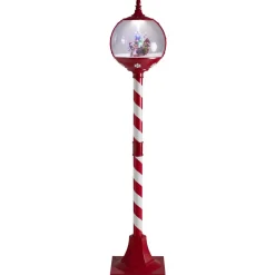 Lampadaire de Noël animé et lumineux scène effet neige rouge et blanc H150cm < Gifi Best