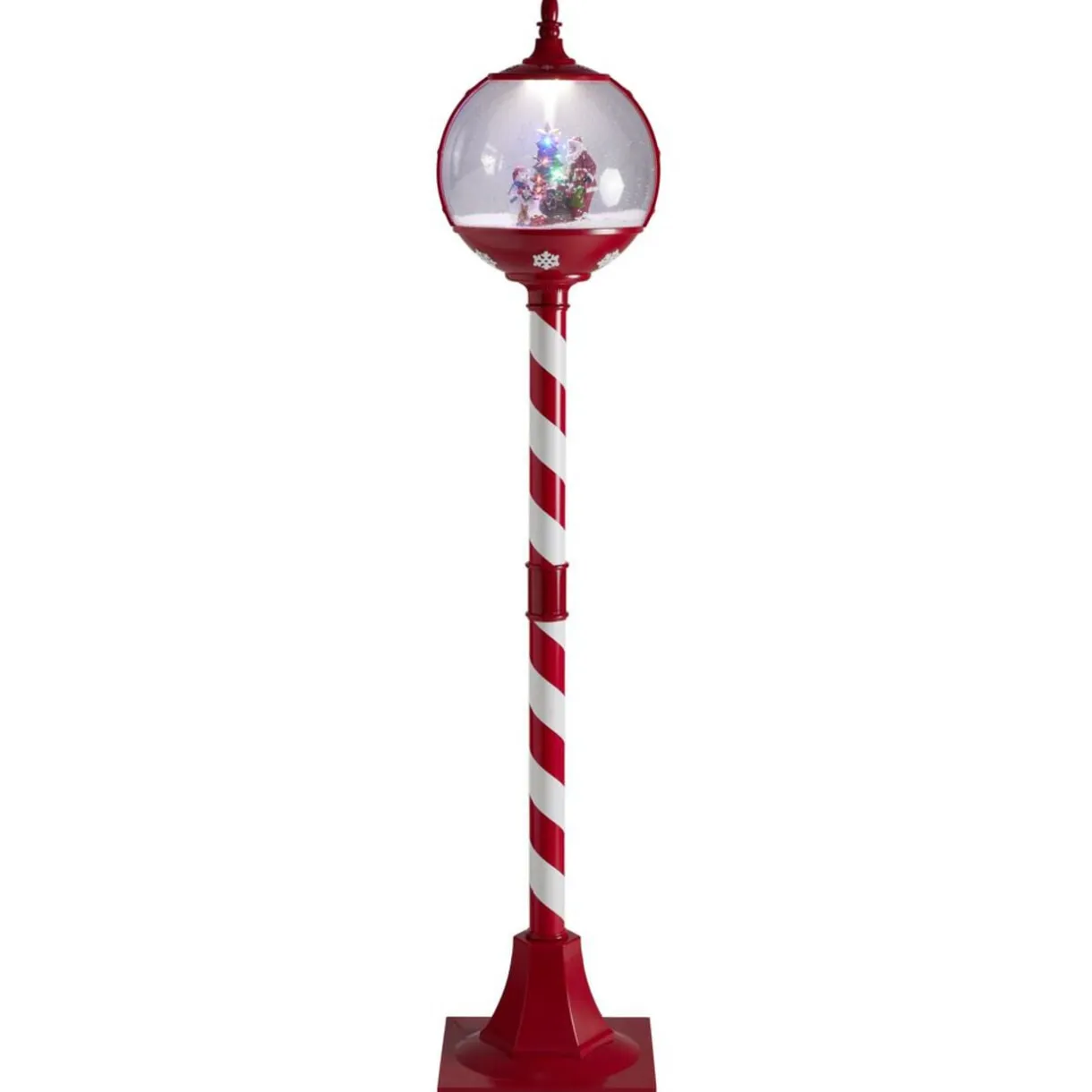 Lampadaire de Noël animé et lumineux scène effet neige rouge et blanc H150cm < Gifi Best