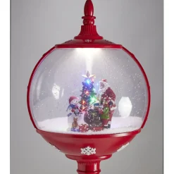Lampadaire de Noël animé et lumineux scène effet neige rouge et blanc H150cm < Gifi Best
