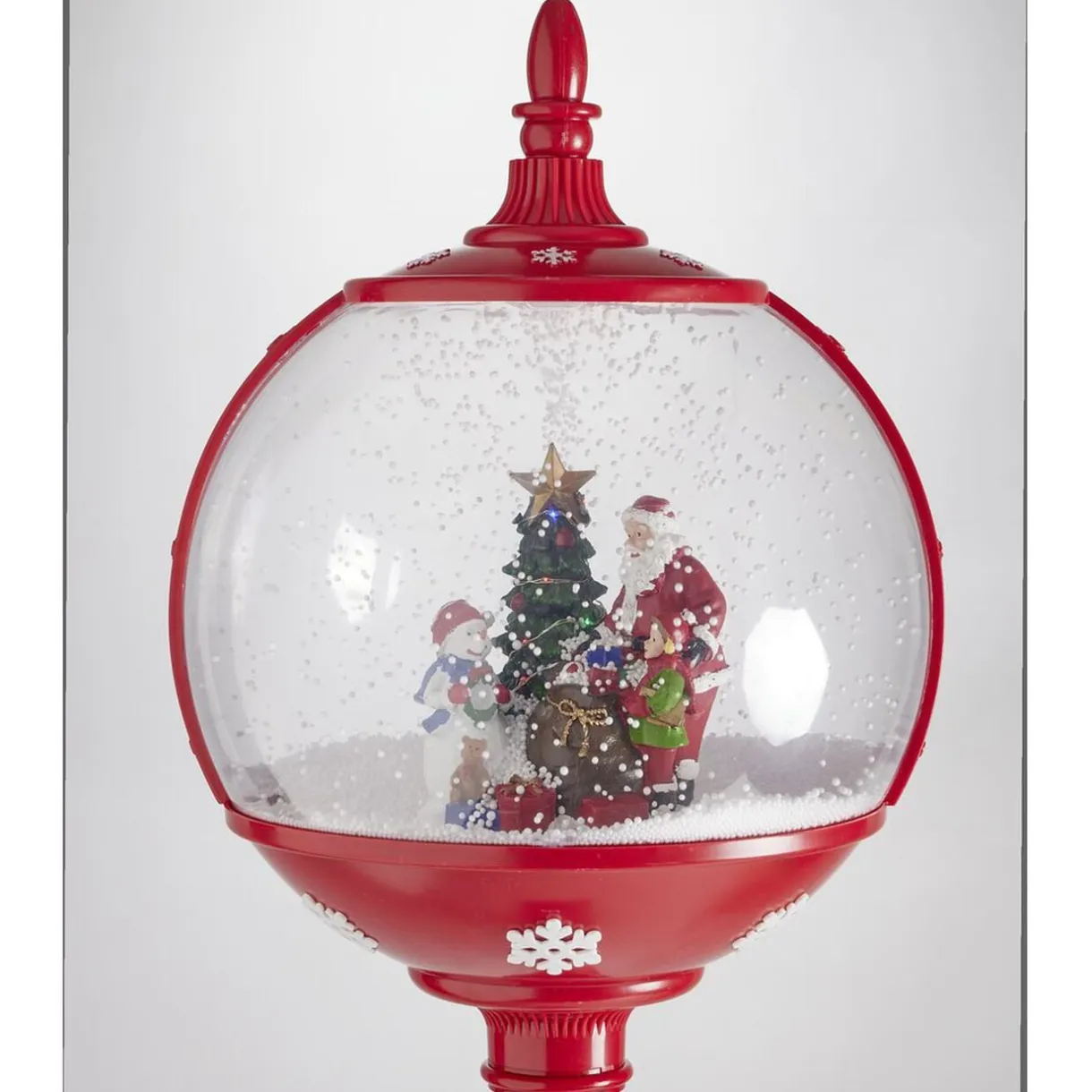 Lampadaire de Noël animé et lumineux scène effet neige rouge et blanc H150cm < Gifi Best