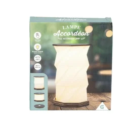 Lampe accordéon USB tactile en bois blanc chaud Ø12xH22cm