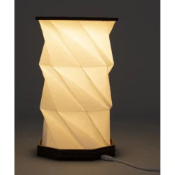 Lampe accordéon USB tactile en bois blanc chaud Ø12xH22cm