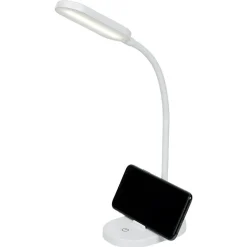 Lampe de bureau flexible à LED avec support téléphone blanche