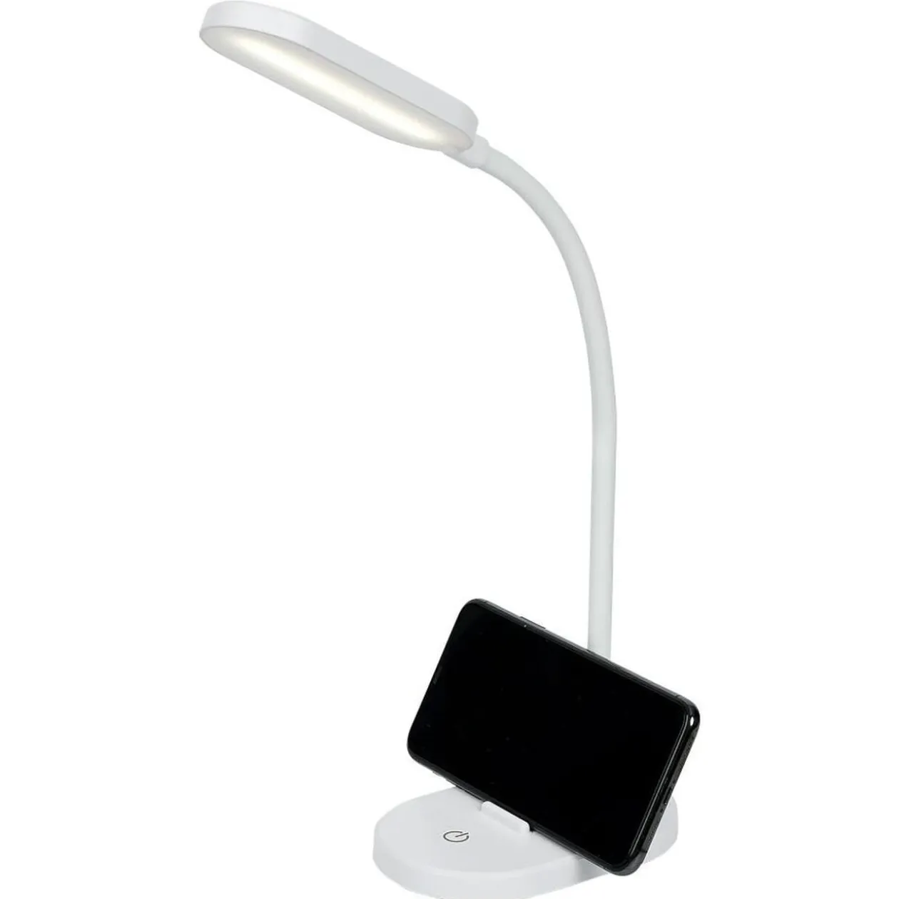 Lampe de bureau flexible à LED avec support téléphone blanche