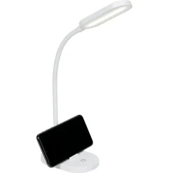 Lampe de bureau flexible à LED avec support téléphone blanche