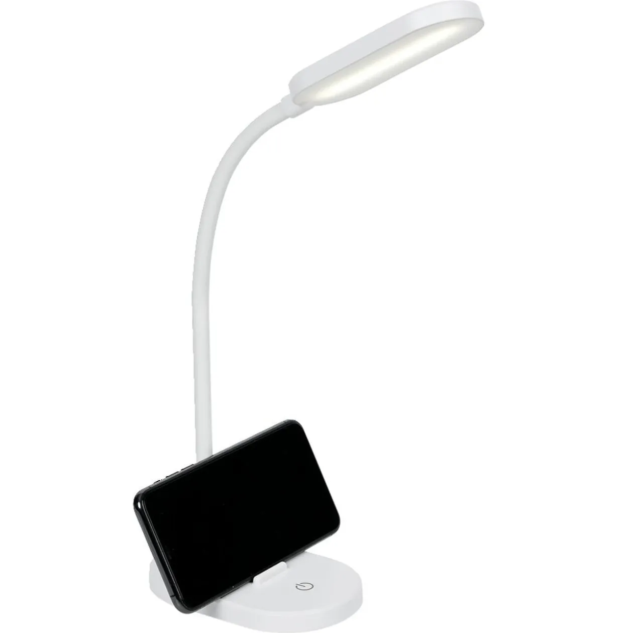 Lampe de bureau flexible à LED avec support téléphone blanche