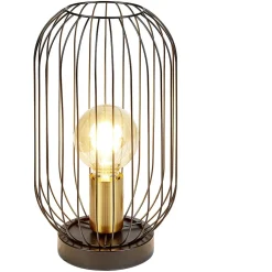 Lampe de chevet avec abat jour filaire en métal noir et douille dorée < Gifi Online