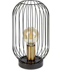 Lampe de chevet avec abat jour filaire en métal noir et douille dorée < Gifi Online