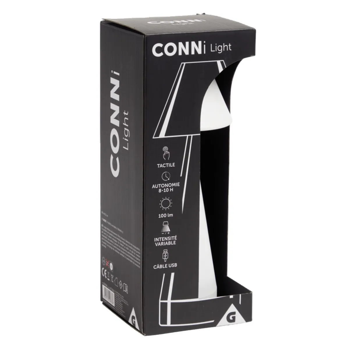 Lampe de table Conni USB tactile blanche Ø9,5xH22,5cm < Gifi Outlet