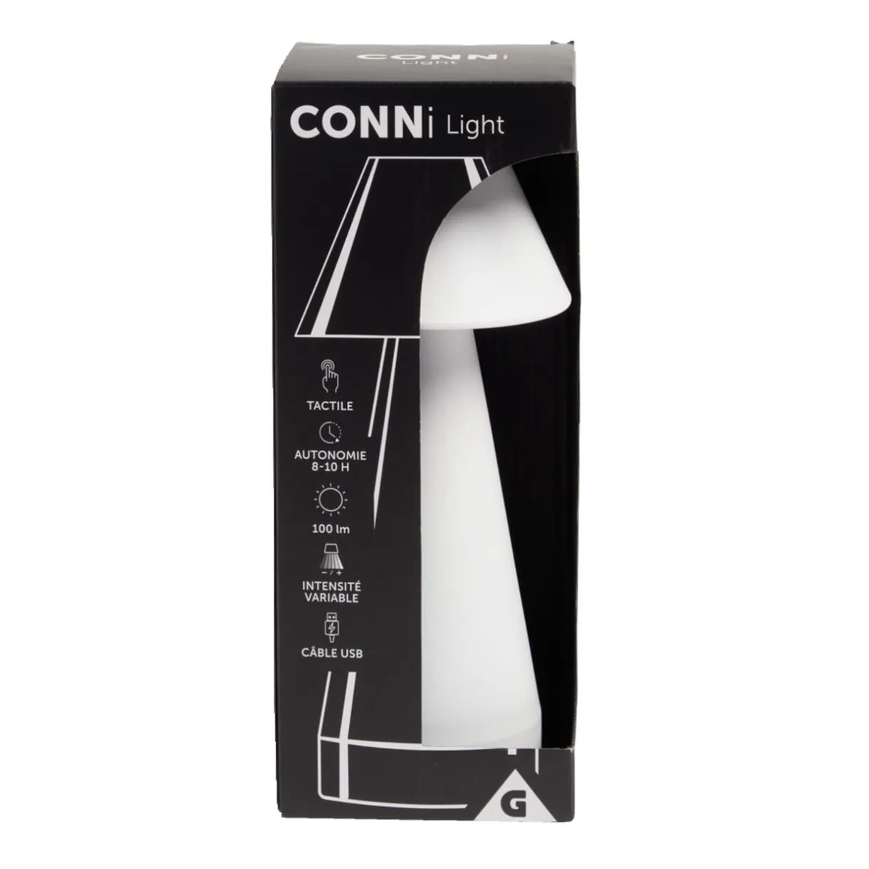 Lampe de table Conni USB tactile blanche Ø9,5xH22,5cm < Gifi Outlet