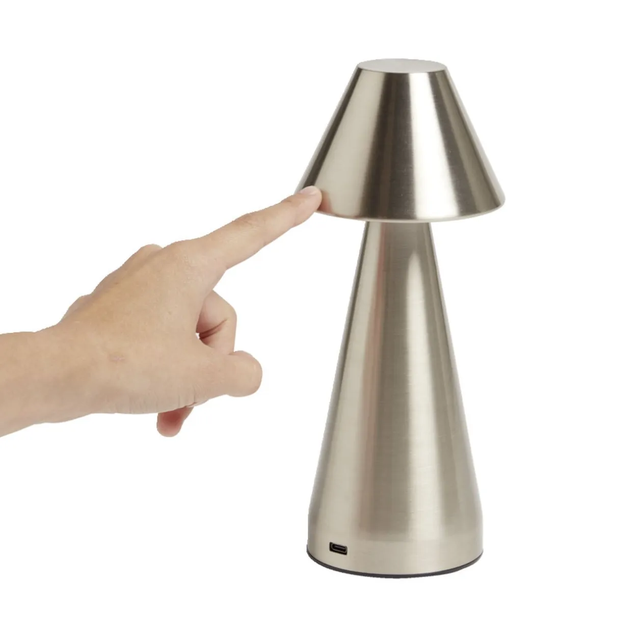 Lampe de table Conni USB tactile grise Ø9,5xH22,5cm