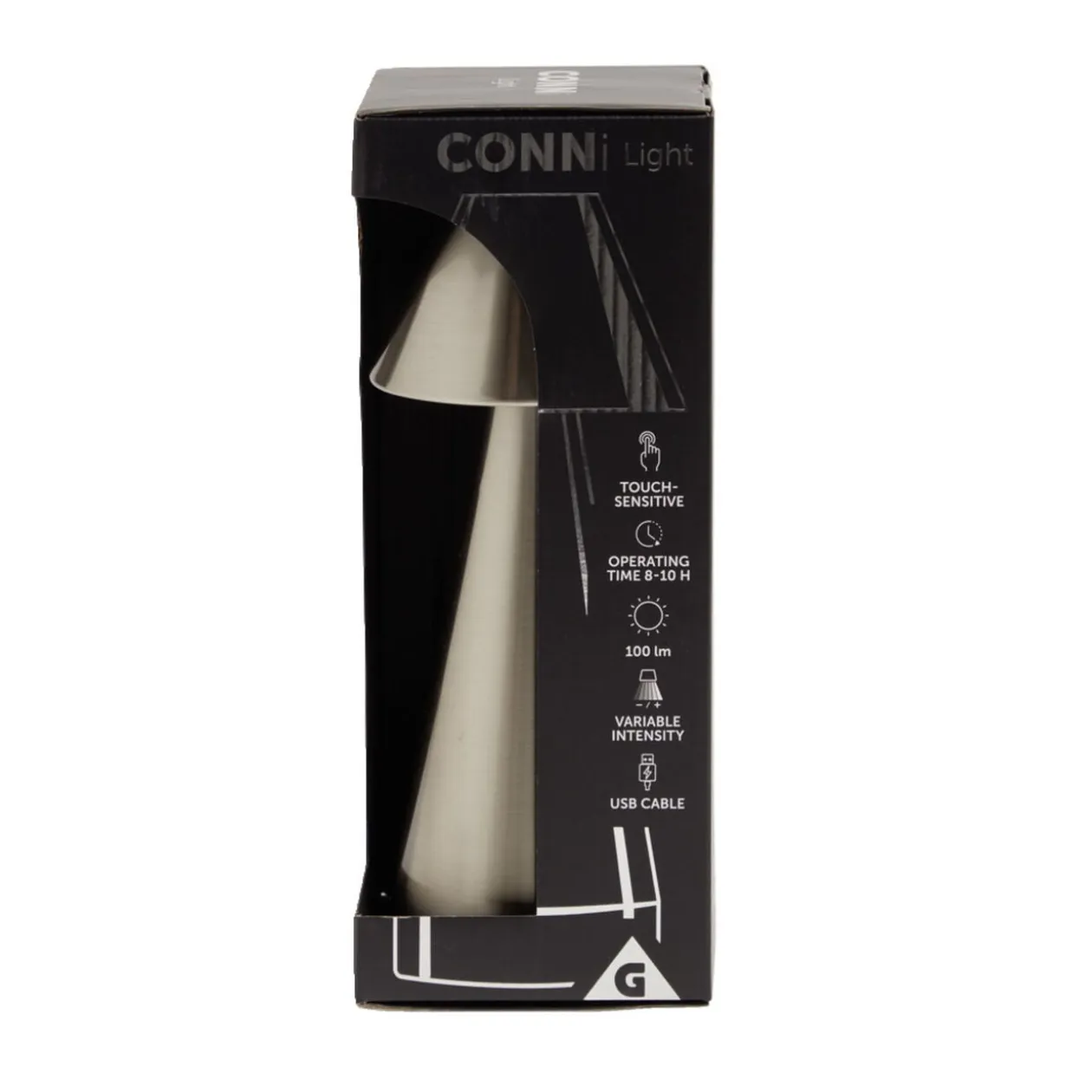 Lampe de table Conni USB tactile grise Ø9,5xH22,5cm