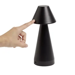 Lampe de table Conni USB tactile noire Ø9,5xH22,5cm