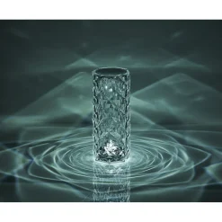 Lampe de table cylindrique design cristal transparent