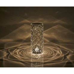 Lampe de table cylindrique design cristal transparent
