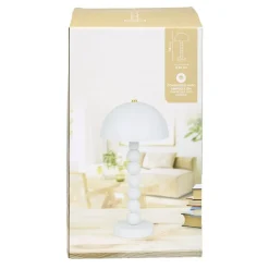 Lampe de table métal pied boules bois Ø20xH38cm (2 modèles blanc ou noir) < Gifi New