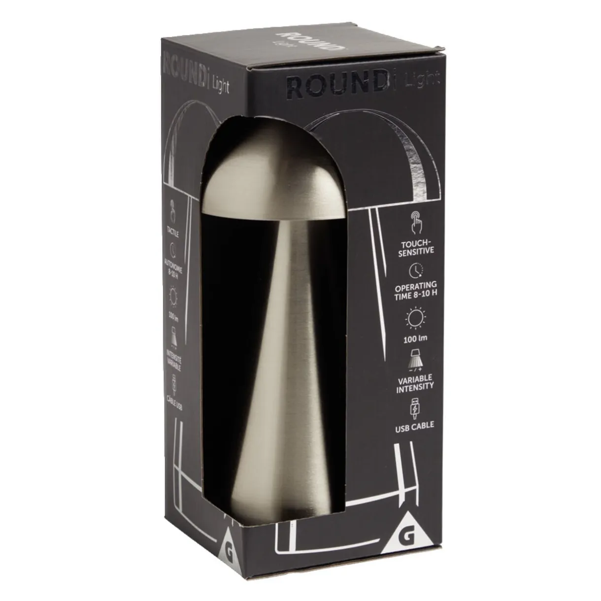 Lampe de table Roundi USB tactile grise Ø9,5xH22,5cm < Gifi Clearance