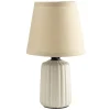 Lampe de table socle céramique strié beige Ø13xH22cm