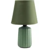 Lampe de table socle céramique strié vert foncé Ø13xH22cm < Gifi Online
