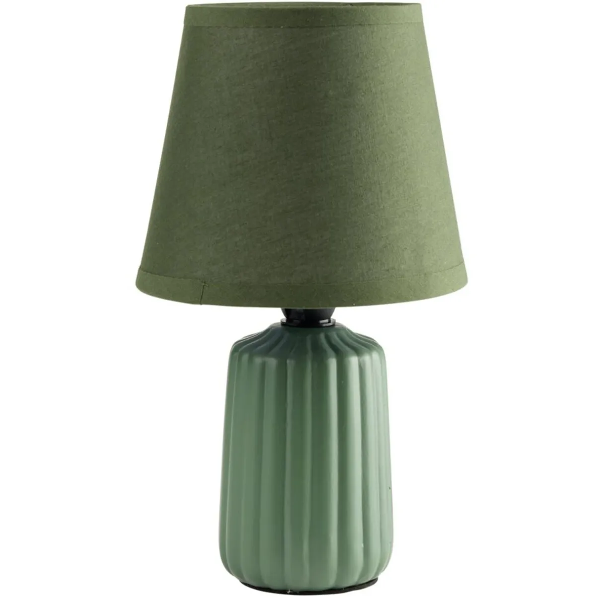 Lampe de table socle céramique strié vert foncé Ø13xH22cm < Gifi Online
