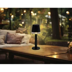 Lampe de table solaire LED à poser noire Ø8xH21cm < Gifi Best