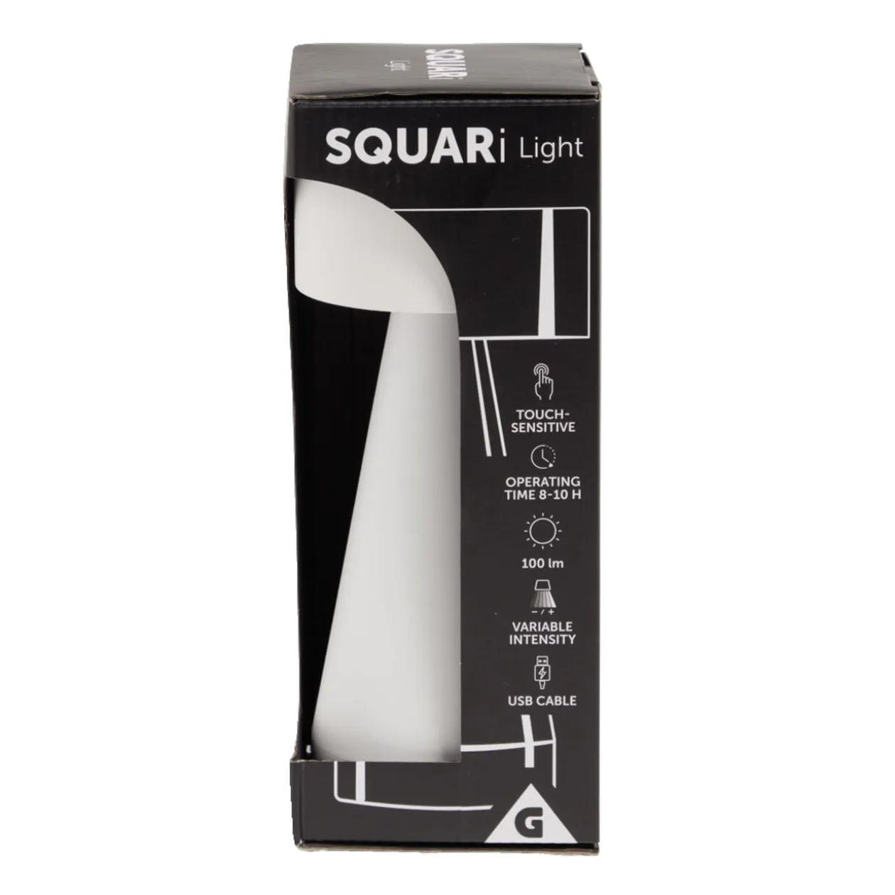 Lampe de table Squari USB tactile blanche Ø9,5xH22,5cm