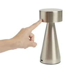 Lampe de table Squari USB tactile gris argenté Ø9,5xH22,5cm